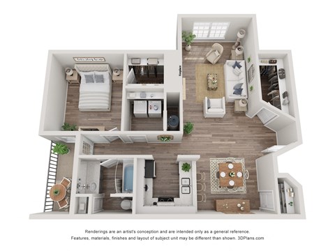 Floor plan for 1 bed, 1 bath, 1000 sqft